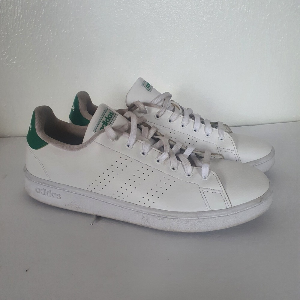 Adidas Advantage Mens White Green Cloudfoam Sneakers F36424 Size 13 Low-top